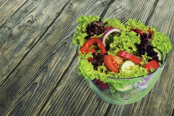 Wall Mural - Salad, onion, tomatoes.