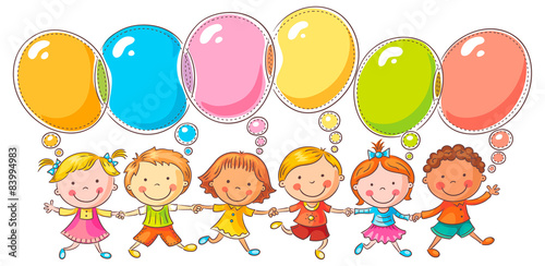 Plakat na zamówienie Kids with Speech Bubbles