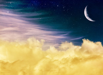 Fotobehang - Fantasy Moon and Clouds