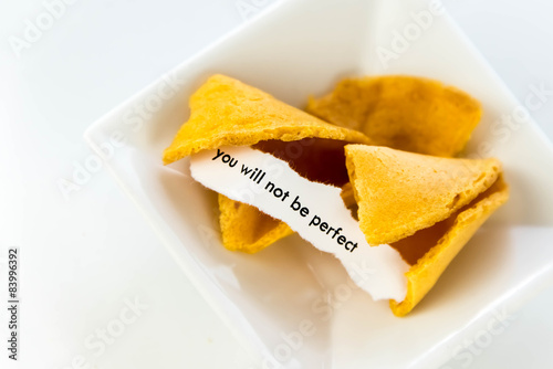 Fotografie, Obraz open fortune cookie - YOU WILL NOT BE PERFECT