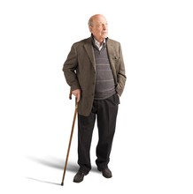 Elderly Walking With Stick