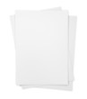 Three paper sheets on white