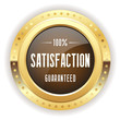Brown satisfaction badge with gold border