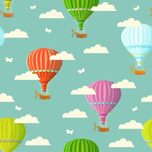 Retro Seamless Travel Pattern Of Balloons