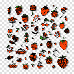 Leinwandbilder - Berries collection, sketch for your design