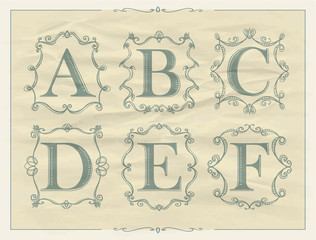 Wall Mural - Vintage calligraphic alphabet logos