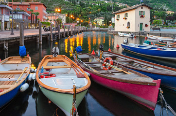 Wall Mural - Lake Garda, Town of Torbole (Trentino, Italy) at early morning