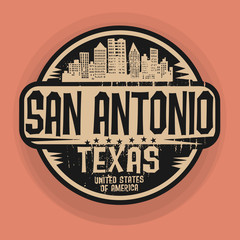 Canvas Print - Stamp or label with name of San Antonio, Texas