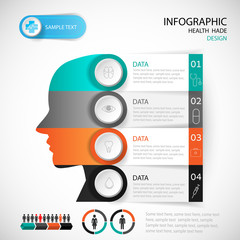 Wall Mural - medical infographic design head template. graphic or website lay