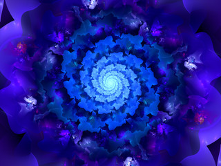 Sticker - Magic blue spiral fractal in space