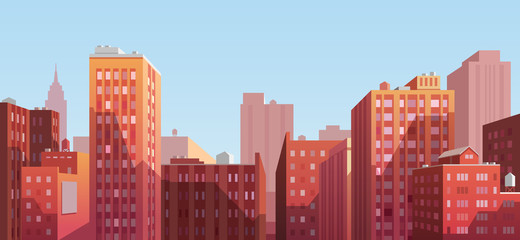 sunset cityscape. vector illustration.