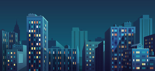 Canvas Print - Night cityscape. Vector illustration.