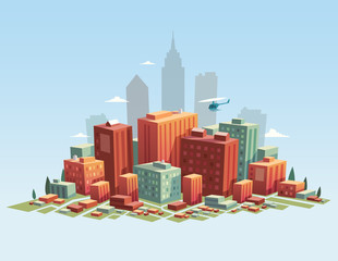 Fototapete - Colorful city. Vector illustration.