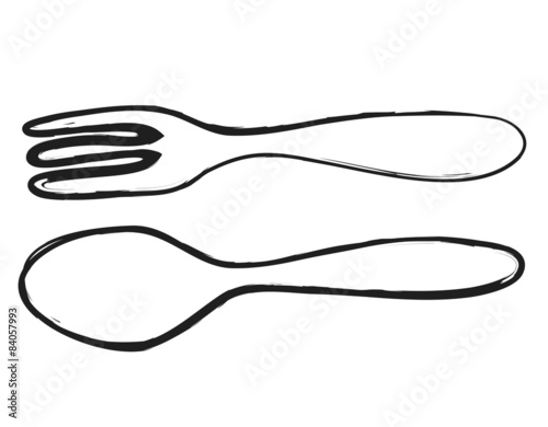 Fotomural doodle simply fork and spoon