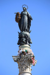 Virgin Mary on top at Piazza di Spagna in Rome, Italy