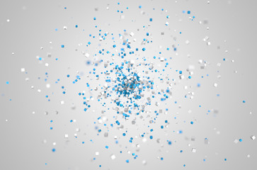 Poster - abstract rendering of low poly chaotic particles.
