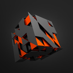 Poster - abstract 3d rendering of flying cube.