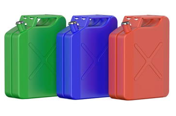 Poster - set of colored steel jerrycans