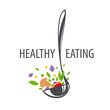 vector logo ladle and vegetables for a healthy diet