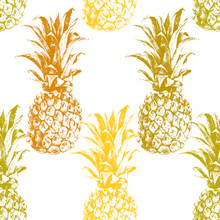 Hand Drawn Pineapple Seamless