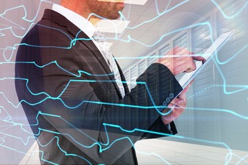 Aufkleber - Composite image of businessman using his tablet pc 
