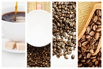 Poster - Composite image of waffles sugar and a cup of coffee