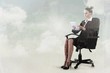 © WavebreakmediaMicro - Composite image of businesswoman sitting on swivel chair with ta