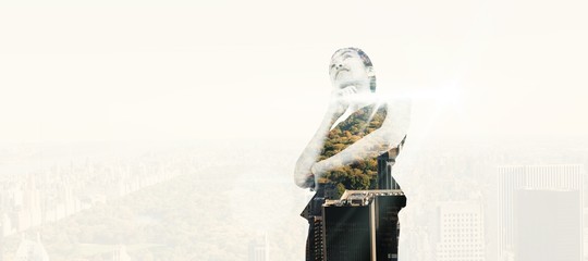 Poster - Composite image of thoughtful businesswoman