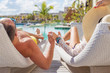 canvas print picture - Couple enjoying vacation in luxury resort