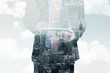 © WavebreakMediaMicro - Composite image of businessman scrolling on his digital tablet