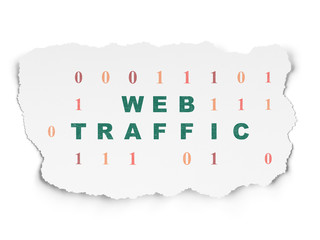 Web development concept: Web Traffic on Torn Paper background