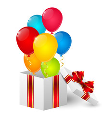 Sticker - Gift box with color balloons