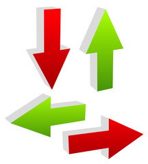 Poster - 3d green and red arrows pointing to different directions. Up, do