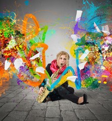 Wall Mural - Colorful explosion music