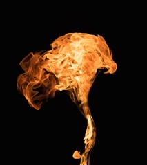  Burning flame on black background