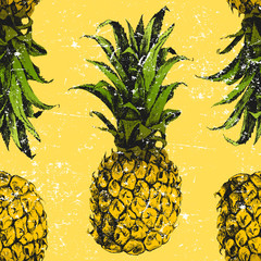 Wall Mural - Hand drawn pineapple seamless