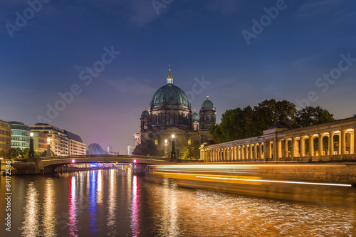 Nowoczesny obraz na płótnie Berliner Dom und Spree bei Nacht, Berlin