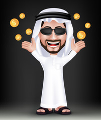 Realistic Smiling Handsome Saudi Arab Man Character in 3D