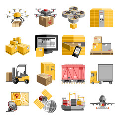 Poster - New logistics flat icons set