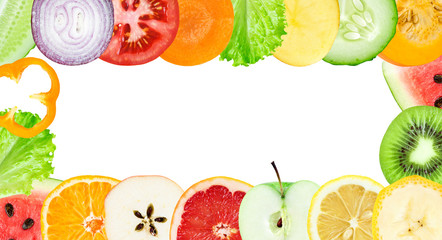 Wall Mural - Fresh fruit and vegetable slices