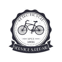 Sticker - Retro Bicycle Service and Repair Vintage grunge emblem