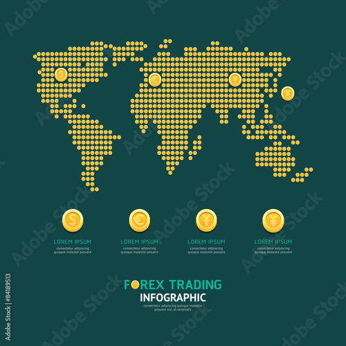 Infographic Business Currency Money Coins Forex World Map Shape - 
