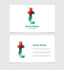 Business card vector template, letter t logo