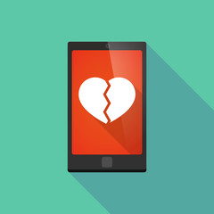 Sticker - Long shadow phone icon with a heart