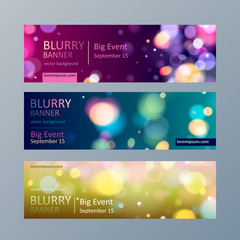 Wall Mural - set of blurry bokeh banners templates.