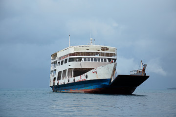 Poster - Old ferry boat on water