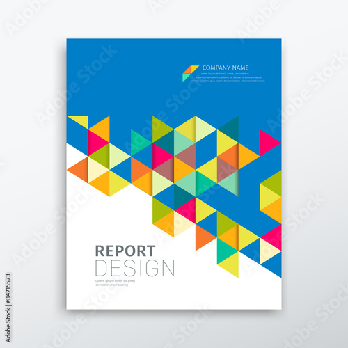 Fotografie, Obraz Cover annual report colorful triangles geometric design