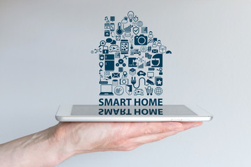 Aufkleber - Smart home automation concept with text and tablet illustration