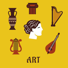 Wall Mural - Classical flat art and musical instruments icons