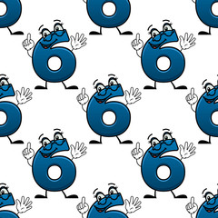 Poster - Cartoon number six seamless pattern
